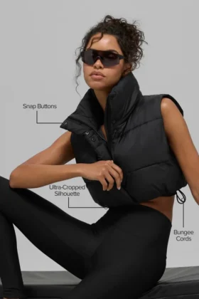 Kort Gold Rush-puffergilet – Zwart