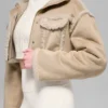 Kort jasje van imitatieschapenvacht met sneeuwval-effect - Woodland Tan