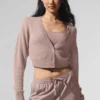 Kort kasjmier vest met doorschijnend effect - Taupe