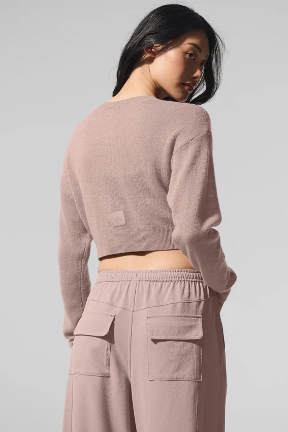 Kort kasjmier vest met doorschijnend effect - Taupe