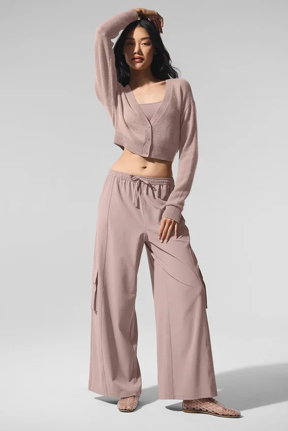 Kort kasjmier vest met doorschijnend effect - Taupe