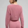 Kort kasjmier vest met doorschijnende stof - Roze wilde roos