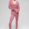Kort kasjmier vest met doorschijnende stof - Roze wilde roos