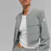 Kort Main Character-jack met ritssluiting en krijtstreep - Lunar Grey/White
