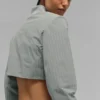 Kort Main Character-jack met ritssluiting en krijtstreep - Lunar Grey/White