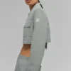 Kort Main Character-jack met ritssluiting en krijtstreep - Lunar Grey/White