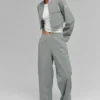 Kort Main Character-jack met ritssluiting en krijtstreep - Lunar Grey/White
