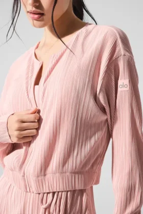 Kort microplissé-jasje – Pink Quartz