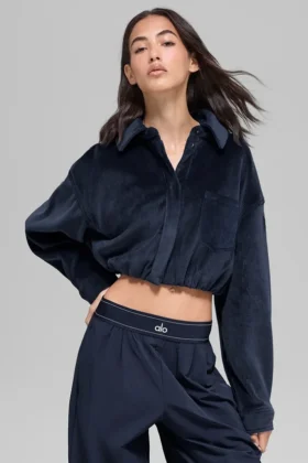 Kort Mountain Side-jasje van geribd velours - Navy