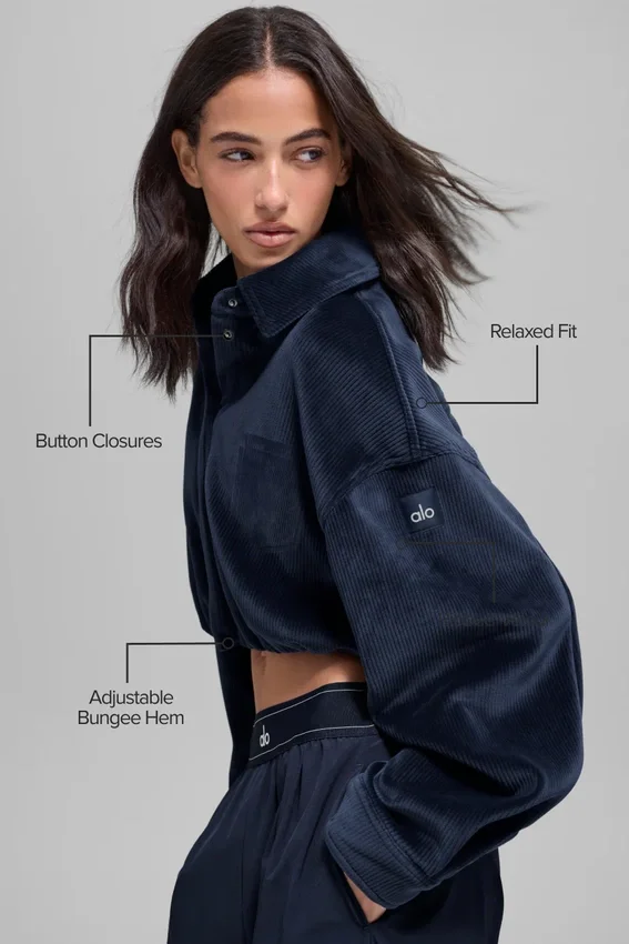Kort Mountain Side-jasje van geribd velours - Navy