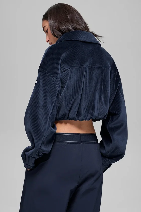 Kort Mountain Side-jasje van geribd velours - Navy