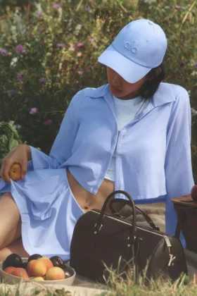 Kort Unmatched-shirt met lange mouwen – Licht Provence-blauw