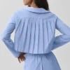 Kort Unmatched-shirt met lange mouwen – Licht Provence-blauw