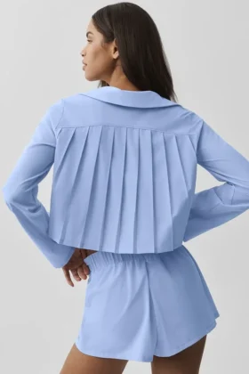 Kort Unmatched-shirt met lange mouwen – Licht Provence-blauw