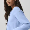 Kort Unmatched-shirt met lange mouwen – Licht Provence-blauw