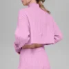 Kort Winter Bliss-trui met col en lange mouwen in kabelpatroon - Candy Heart P