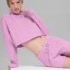 Kort Winter Bliss-trui met col en lange mouwen in kabelpatroon - Candy Heart P