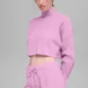 Kort Winter Bliss-trui met col en lange mouwen in kabelpatroon - Candy Heart P