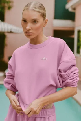 Korte Accolade-trui met ronde hals - Candy Heart-roze