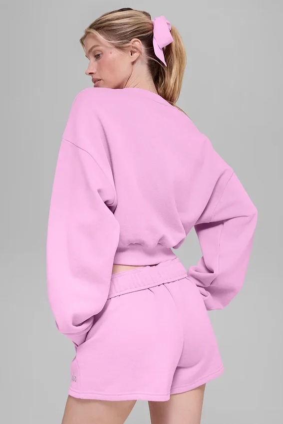 Korte Accolade-trui met ronde hals - Candy Heart-roze