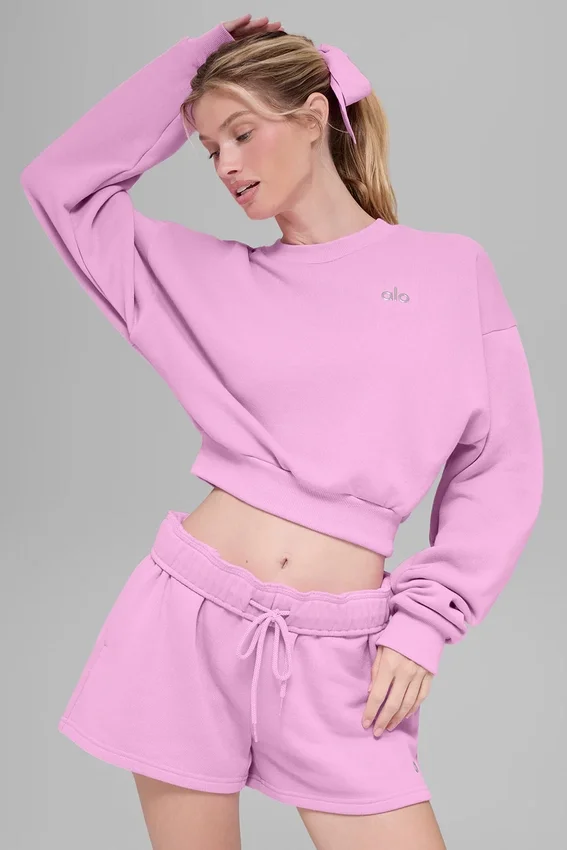 Korte Accolade-trui met ronde hals - Candy Heart-roze
