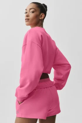 Korte Accolade-trui met ronde hals – Paradise Pink
