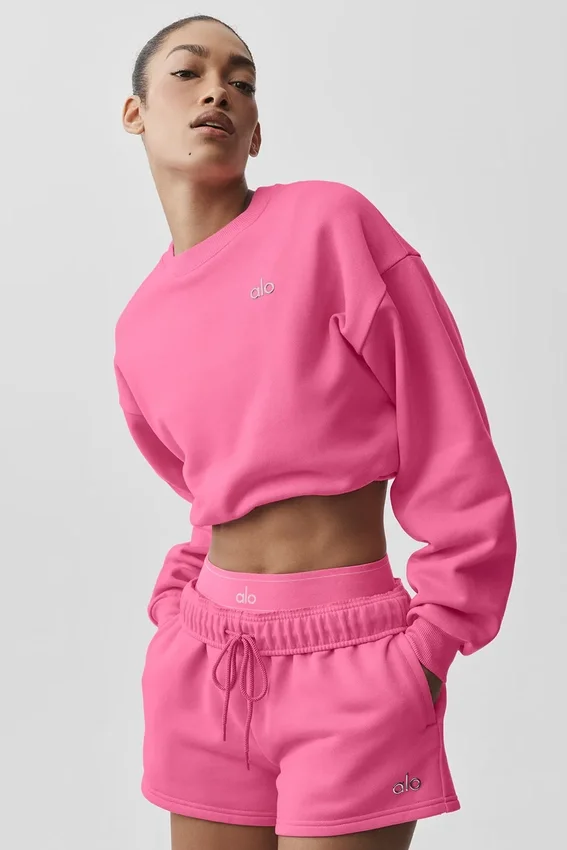 Korte Accolade-trui met ronde hals - Paradise Pink