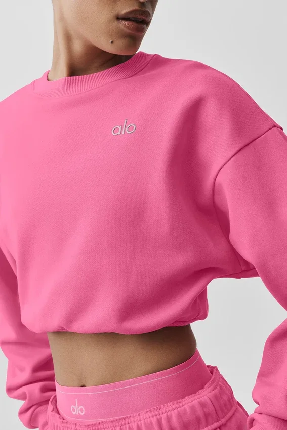 Korte Accolade-trui met ronde hals - Paradise Pink