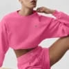 Korte Accolade-trui met ronde hals - Paradise Pink