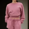 Korte Accolade-trui met ronde hals - Pink Wild Rose