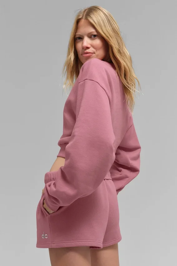Korte Accolade-trui met ronde hals - Pink Wild Rose