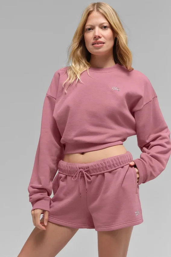 Korte Accolade-trui met ronde hals - Pink Wild Rose