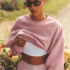 Korte Accolade-trui met ronde hals - Vintage Pink