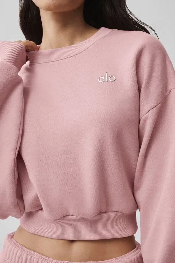 Korte Accolade-trui met ronde hals - Vintage Pink
