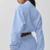 Korte Alumni-trui met 1/4 ritssluiting - Licht Provence-blauw