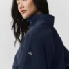 Korte Alumni-trui met 1/4-ritssluiting - Marineblauw