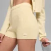 Korte broek van wol en kasjmier met ribbels – Candlelight Yellow