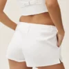 Korte broeken met lage taille van linnenmix in Riviera-stijl - Wit