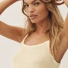 Korte Heat Wave-tanktop van zijde en kasjmier - zandbeige