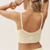 Korte Heat Wave-tanktop van zijde en kasjmier - zandbeige