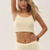 Korte Heat Wave-tanktop van zijde en kasjmier - zandbeige