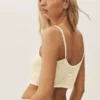 Korte Heat Wave-tanktop van zijde en kasjmier - zandbeige