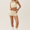 Korte Heat Wave-tanktop van zijde en kasjmier - zandbeige