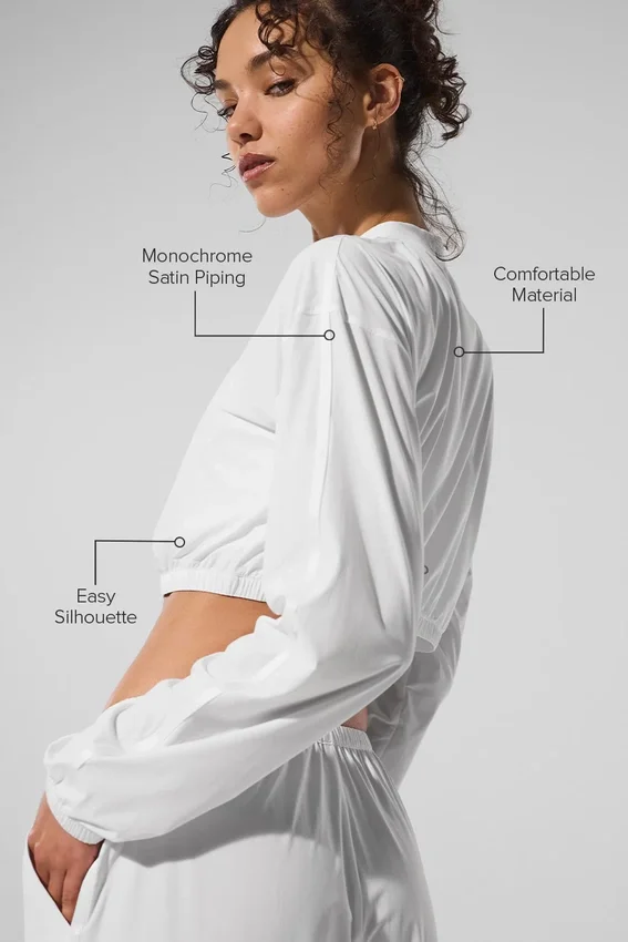 Korte, luchtige cover-up met volledige rits - White