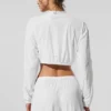 Korte, luchtige cover-up met volledige rits - White