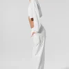 Korte, luchtige cover-up met volledige rits - White