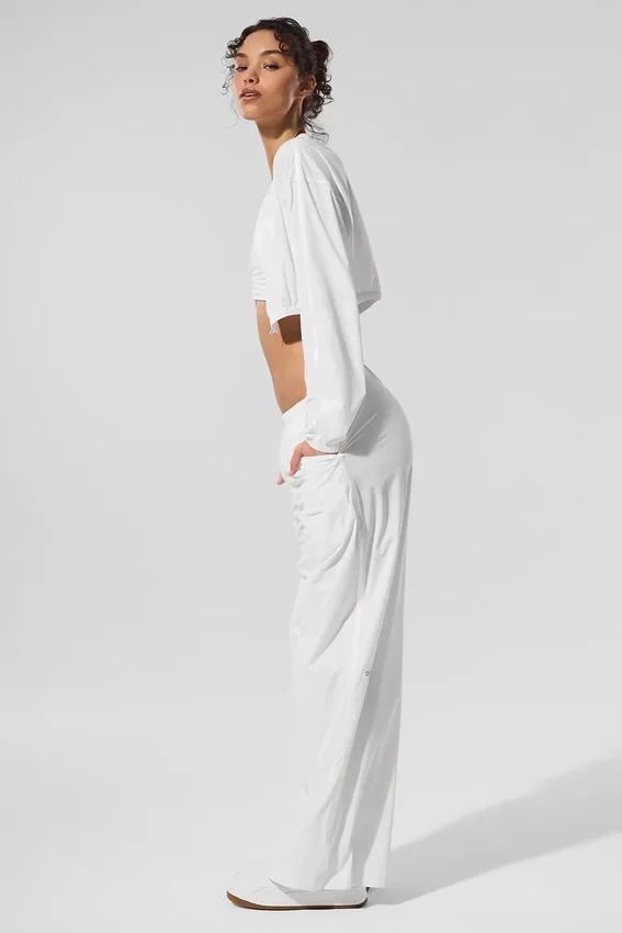 Korte, luchtige cover-up met volledige rits - White