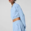 Korte, luchtige cover-up met volledige ritssluiting - Seashell Blue