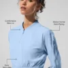 Korte, luchtige cover-up met volledige ritssluiting - Seashell Blue