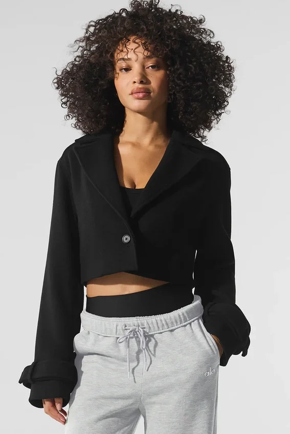 Korte Metro-trenchcoat van wol – Zwart